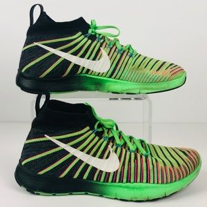 NIKE Free Tr Force Flyknit Free Tr Men's 833275-013 Sneakers Neon Green Sz 11.5
